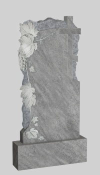 Мраморный памятник с виноградом и крестом