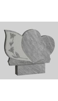 Мраморный памятник с сердцем и цветами